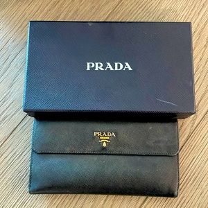 Authentic Prada Wallet black leather